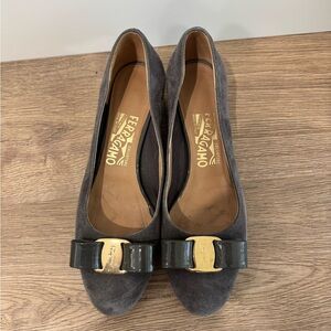 Salvatore Ferragamo Gray Suede Women's Shoes